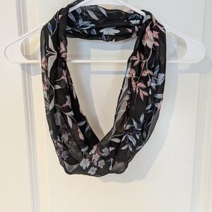 Floral Black Scarf